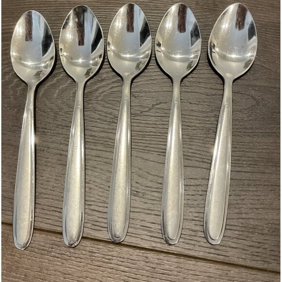 Oneida Peninsula Jordan Castle Laura Teaspoons Satin‎ Handle Flatware Set Of 5 - Picture 1 of 4